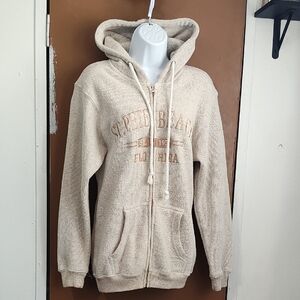 Women's Beige Zip-Up Sweater